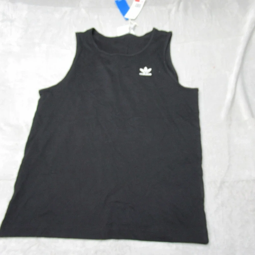 Adidas Shirt Men XS Black Crew Neck Sleeveless Essentials Tank Top Athletic NEW